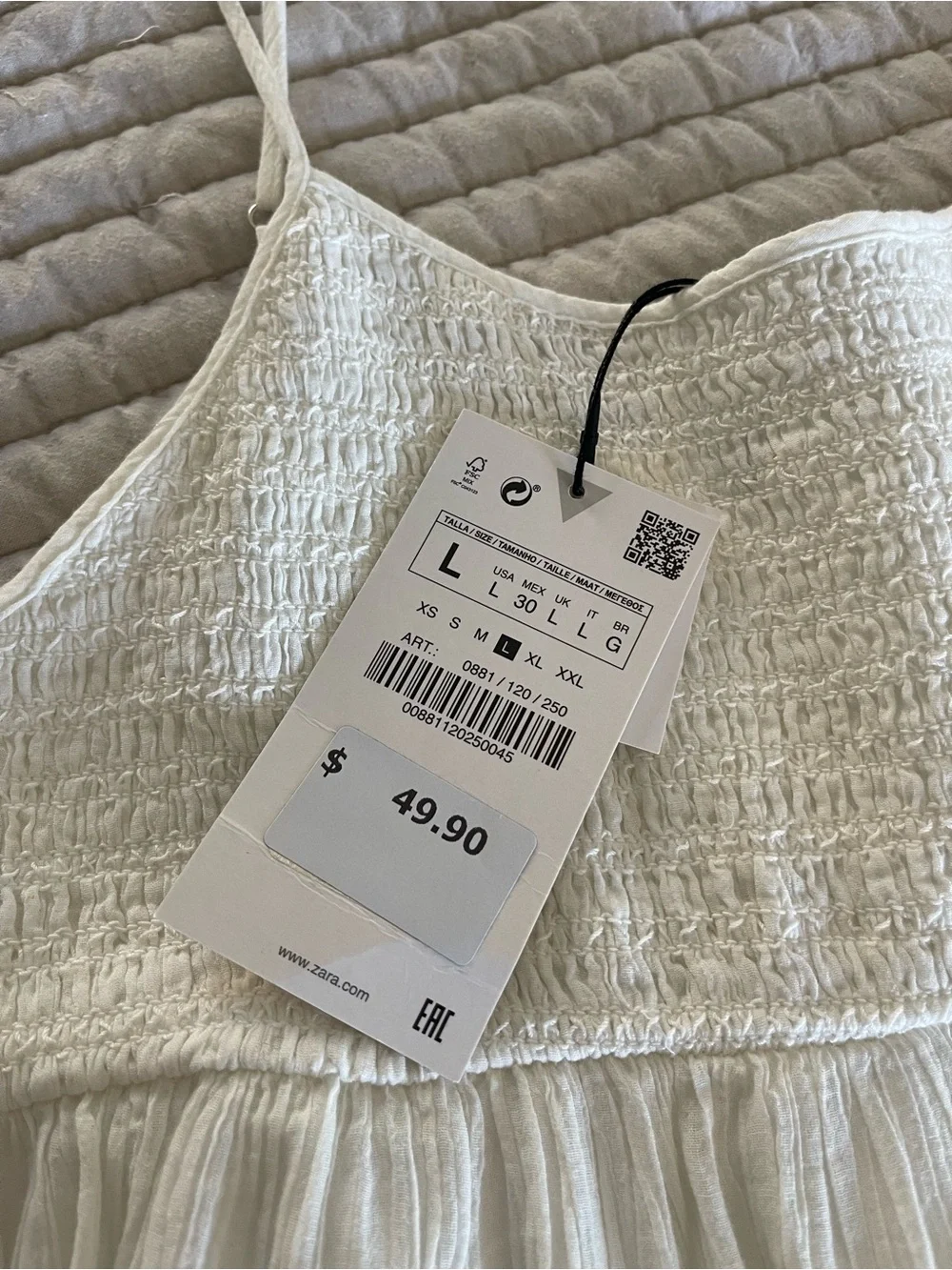 Zara White Tiered Spaghetti-Strap Sundress